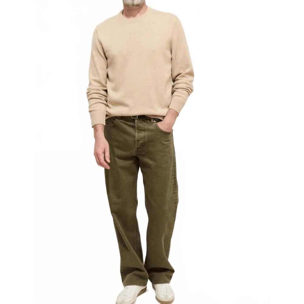 NEW ALEX MILL reverse seam crew sweater in light camel